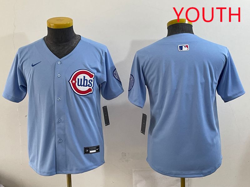 Youth Chicago Cubs Blank Light Blue Throwback 2025 Nike MLB Jersey style 7->youth mlb jersey->Youth Jersey